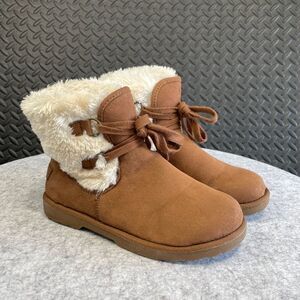 Makalu California Brown Winter‎ Suede Lace Up Ankle Boots Women's Size 5.5